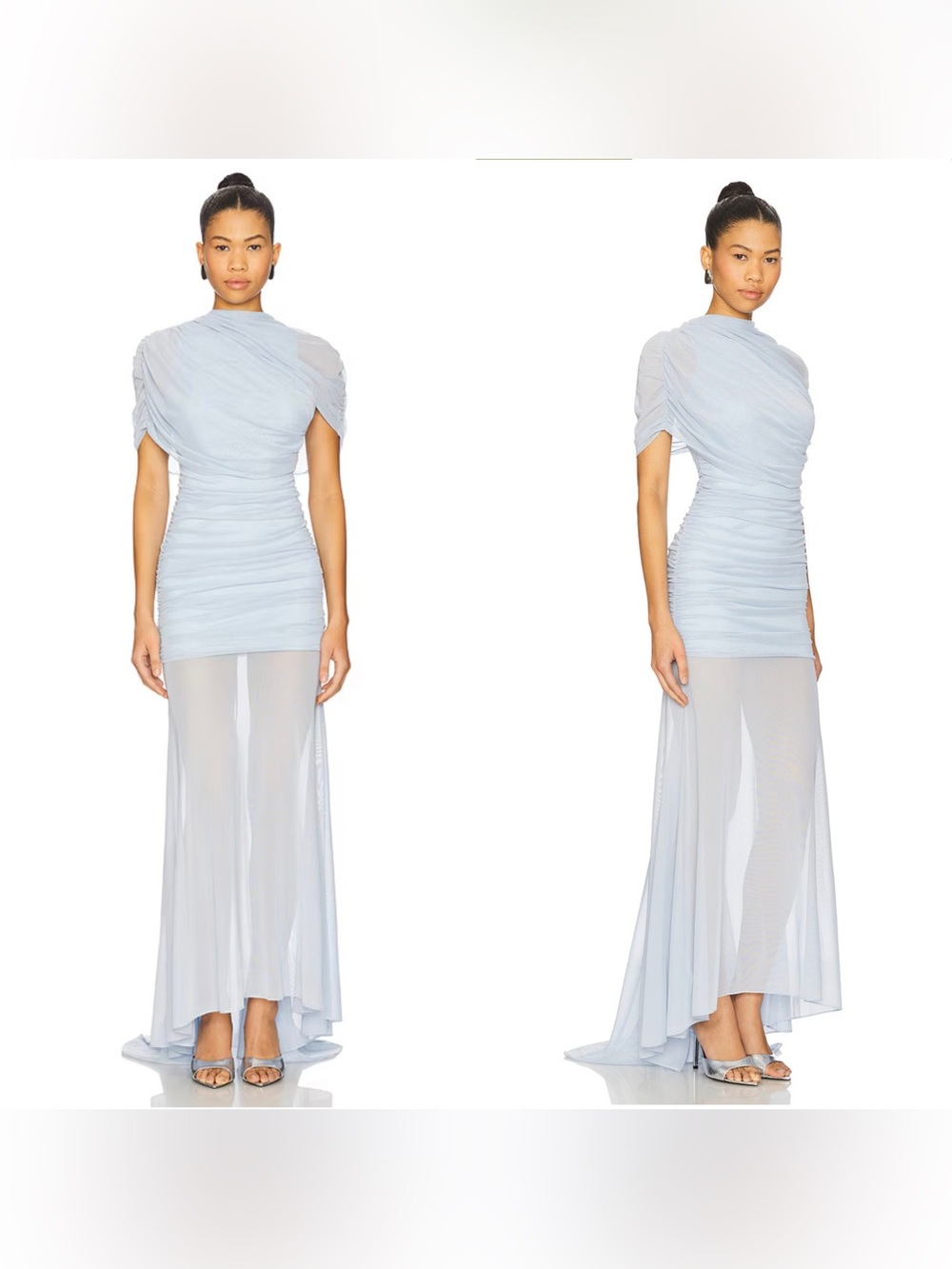 NEW Amanda Uprichard x REVOLVE Evianna Mesh Gown in Baby Blue